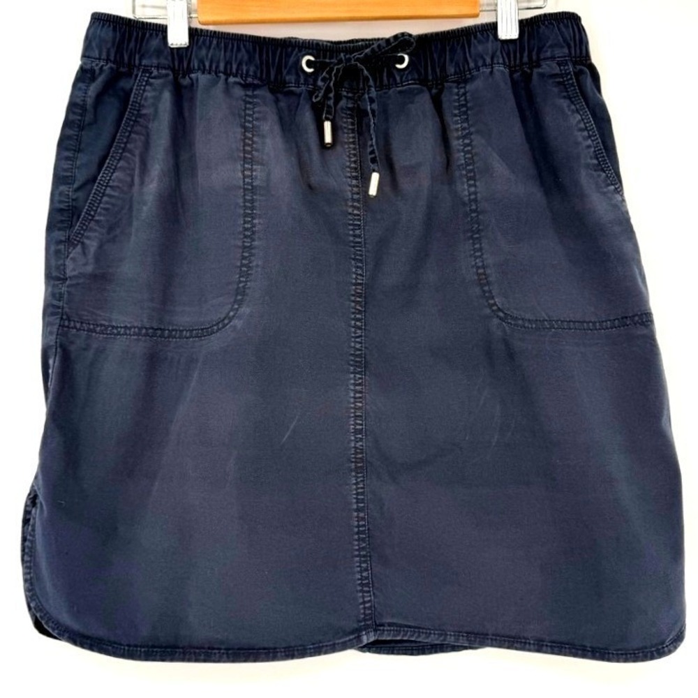 Womens Navy Blue Drawstring Cotton Mini Skirt Size 6 Utility Capsule Coastal‎